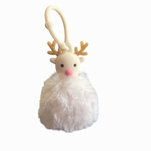 Target Accessories - Wondershop Target‎ Fuzzy White Reindeer Christmas Hand Sanitizer Holder Keychain